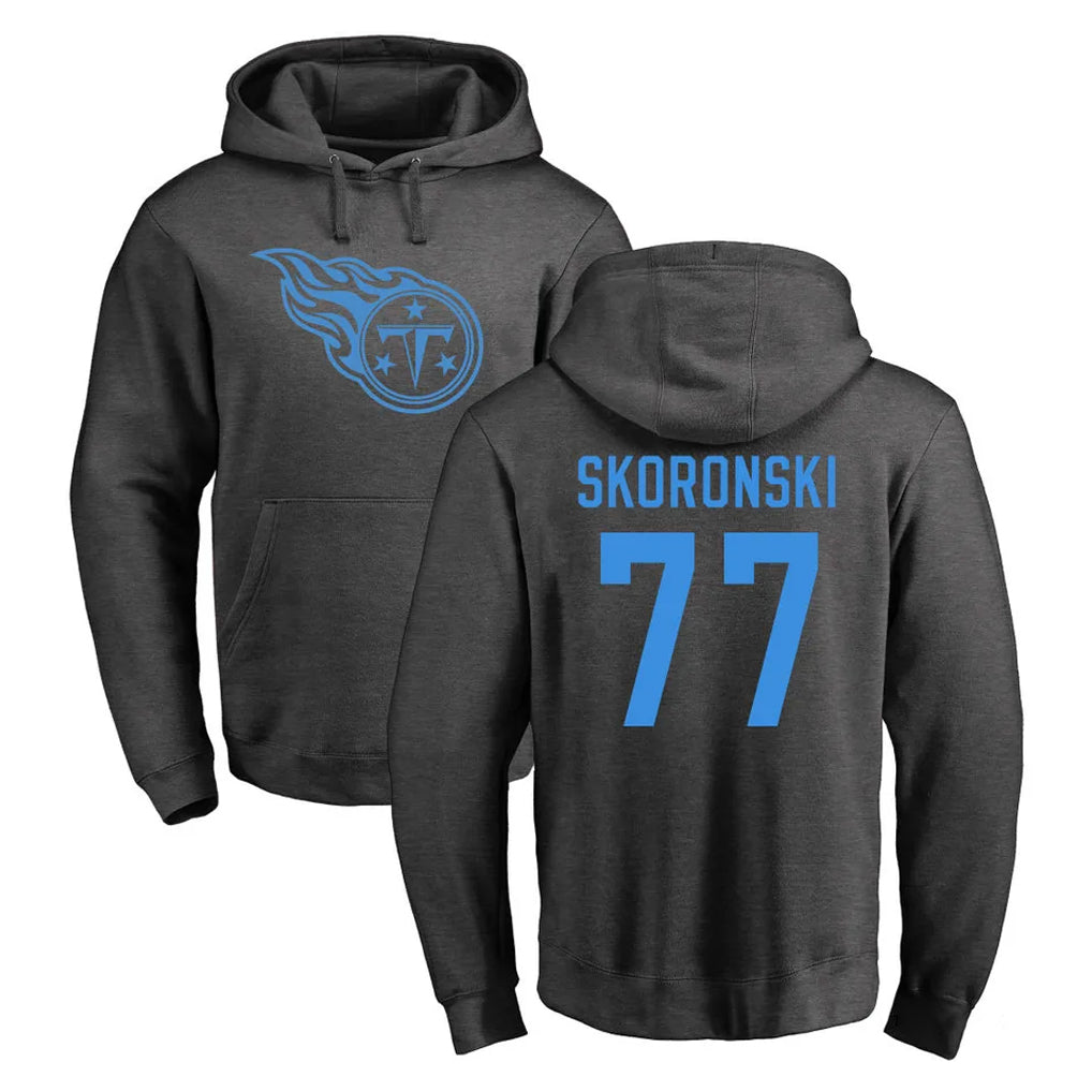 T.Titans #77 Peter Skoronski Player Ash One Color Pullover Hoodies Home Game Odoa Stitched Jerseys