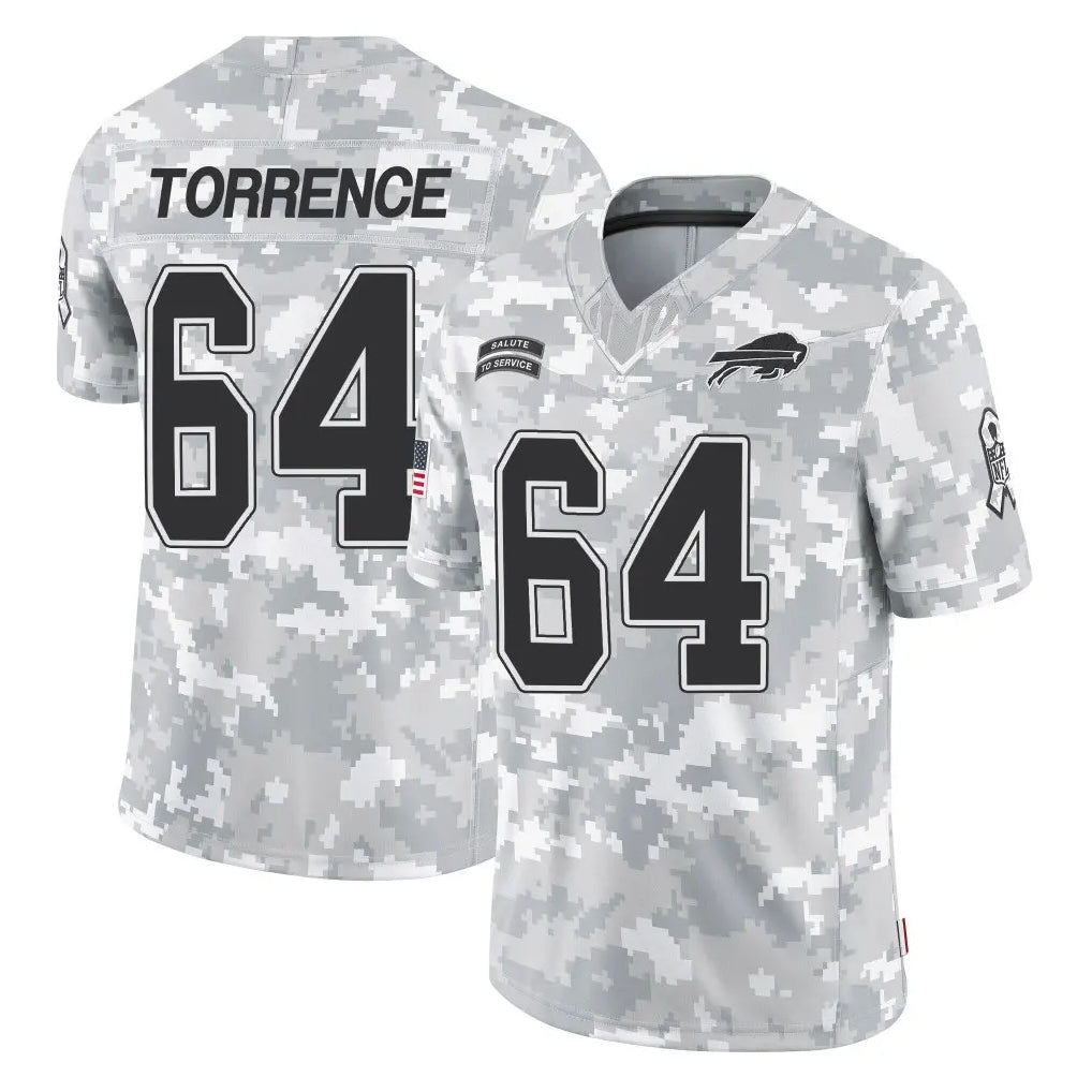 B.Bills #64 O'Cyrus Torrence Player Arctic Camo Salute to Service Limited Game Odoa Stitched Jerseys