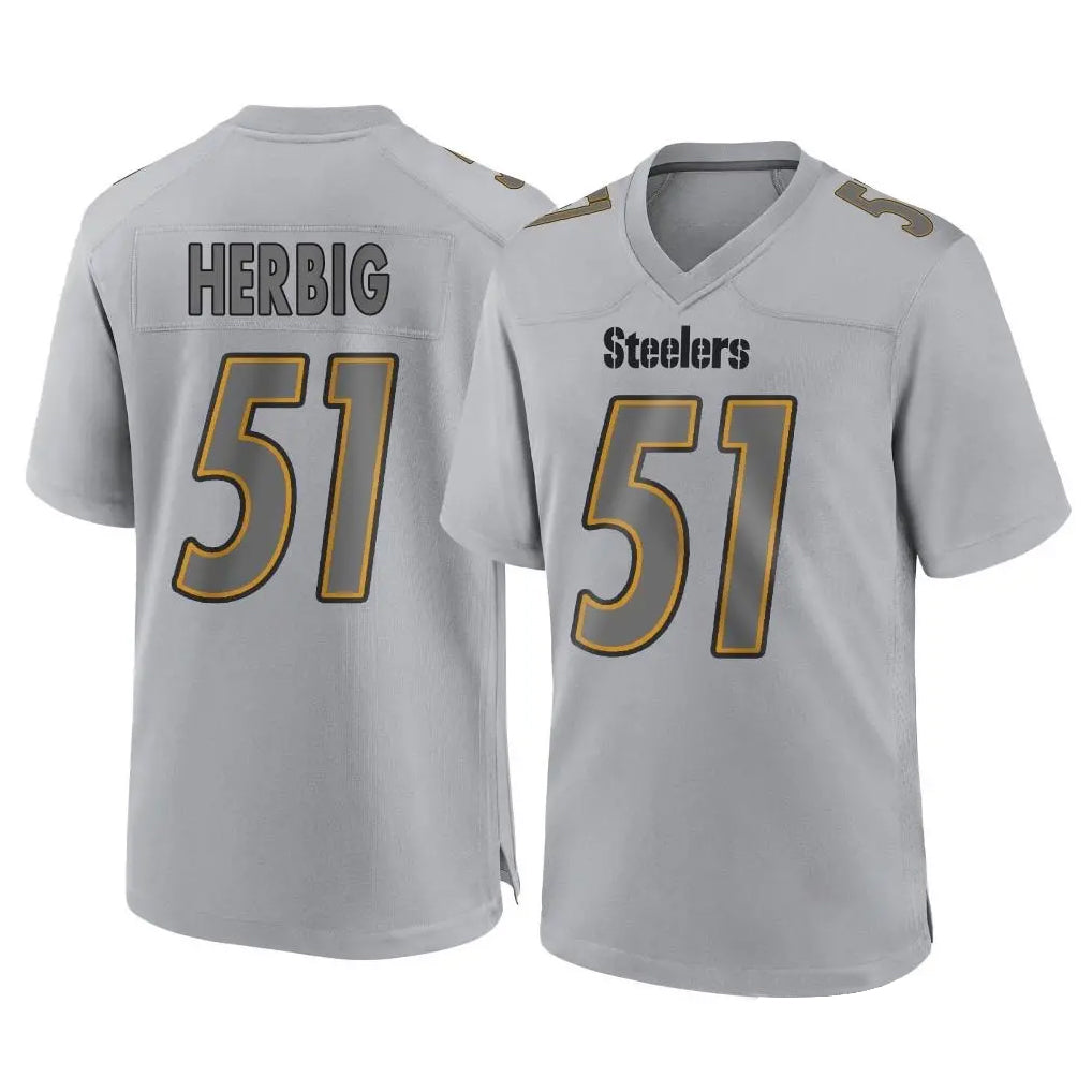 P.Steelers #51 Nick Herbig Player Gray Atmosphere Fashion Home Game Odoa Stitched Jerseys