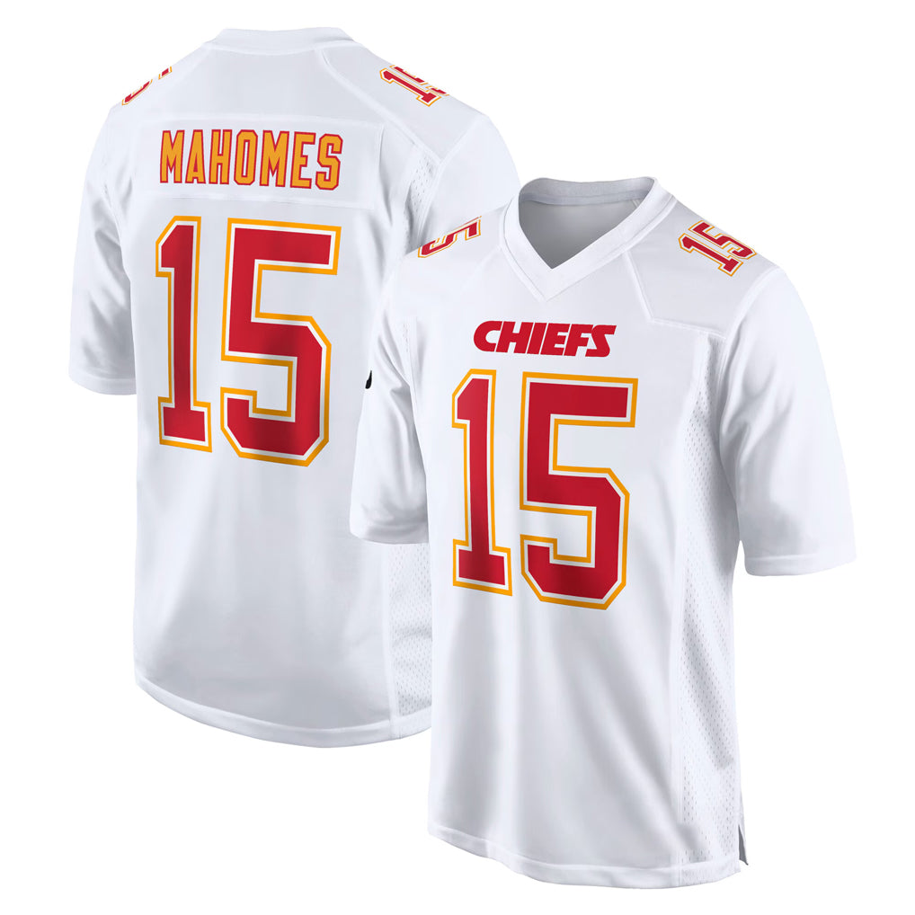 KC.Chiefs #15 Patrick Mahomes Player White Atmosphere Fashion Game Odoa Stitched Jerseys