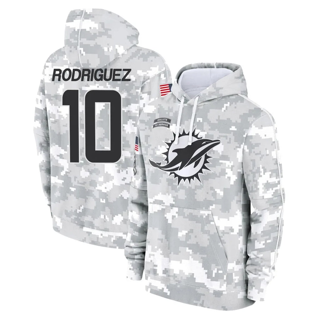 M.Dolphins #10 Jacob Rodriguez Player Arctic Camo Salute to Service Hoodies Limited Game Odoa Stitched Jerseys