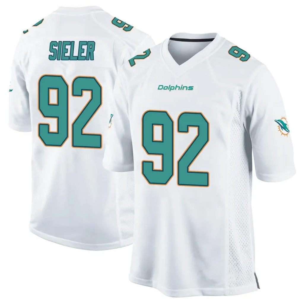 M.Dolphins #92 Zach Sieler Player White Home Game Odoa Stitched Jerseys