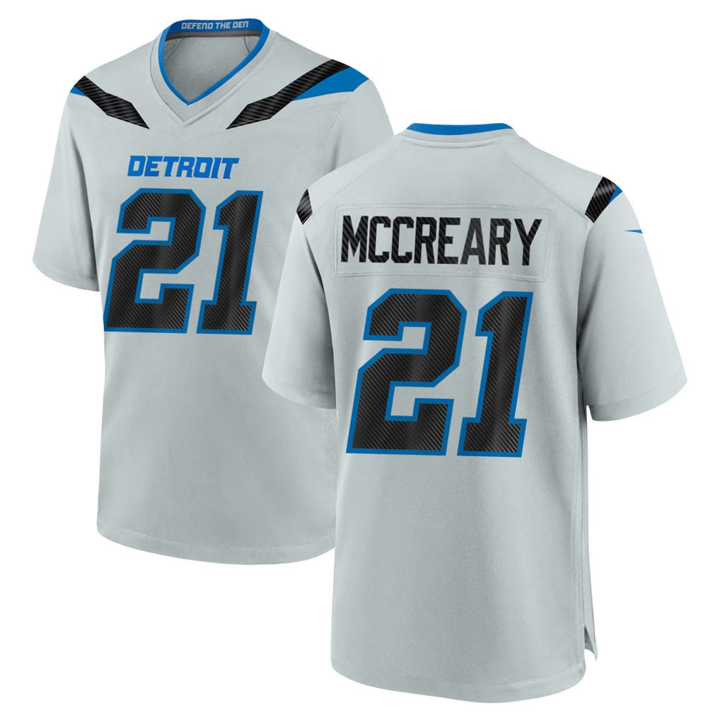 D.Lions #21 Roger McCreary Player Silver 2026 Rivalries Collection Home Game Odoa Stitched Jerseys