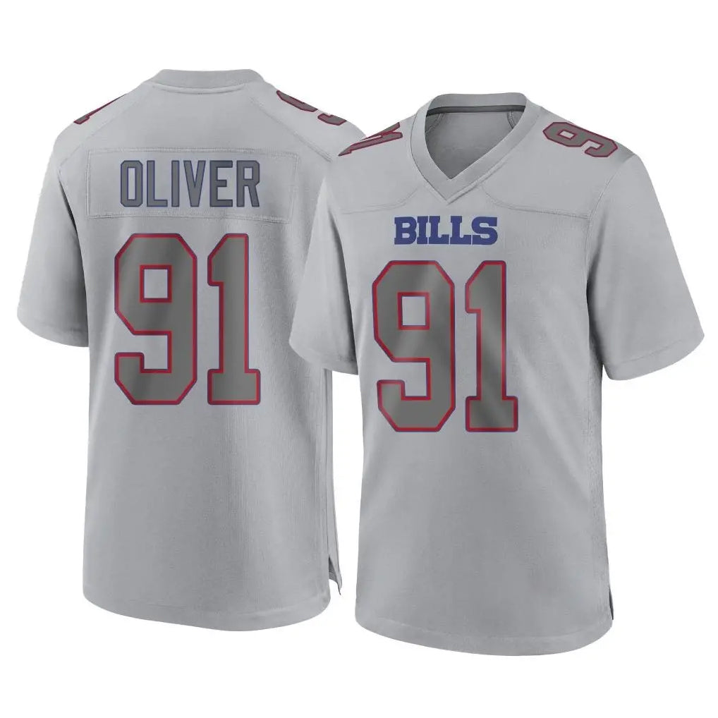 B.Bills #91 Ed Oliver Player Gray Home Game Odoa Stitched Jerseys