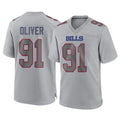 B.Bills #91 Ed Oliver Player Gray Home Game Odoa Stitched Jerseys