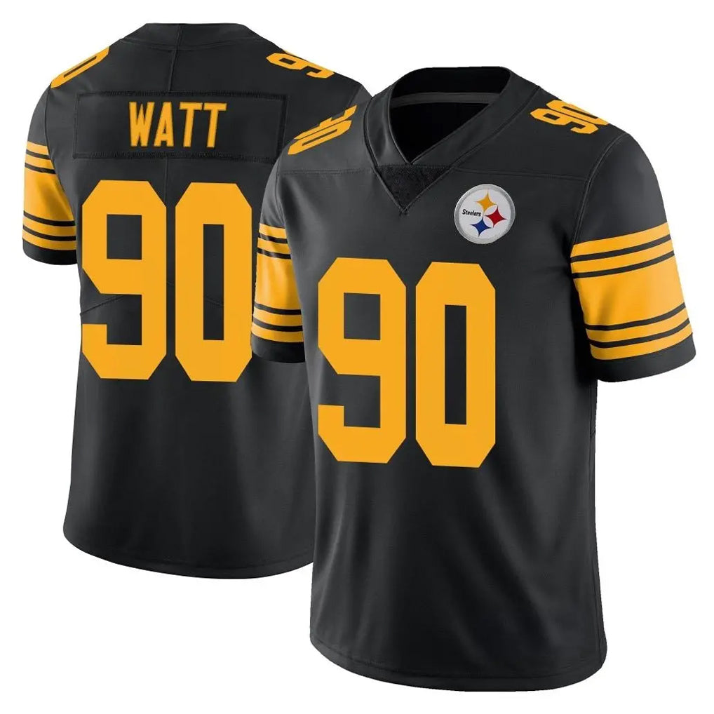 P.Steelers #90 T.J. Watt Player Black Limited Color Rush Home Game Odoa Stitched Jerseys