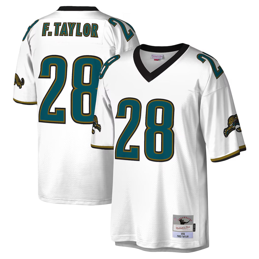 J.Jaguars #28 Fred Taylor?Player White Mitchell & Ness Legacy Home Game Odoa Stitched Jerseys