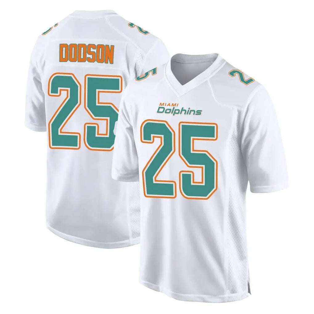 M.Dolphins #25 Tyrel Dodson Player White Fashion Home Game Odoa Stitched Jerseys