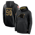 C.Panthers #90 Julius Peppers Player Black Salute to Service Pullover Hoodies Limited Game Odoa Stitched Jerseys