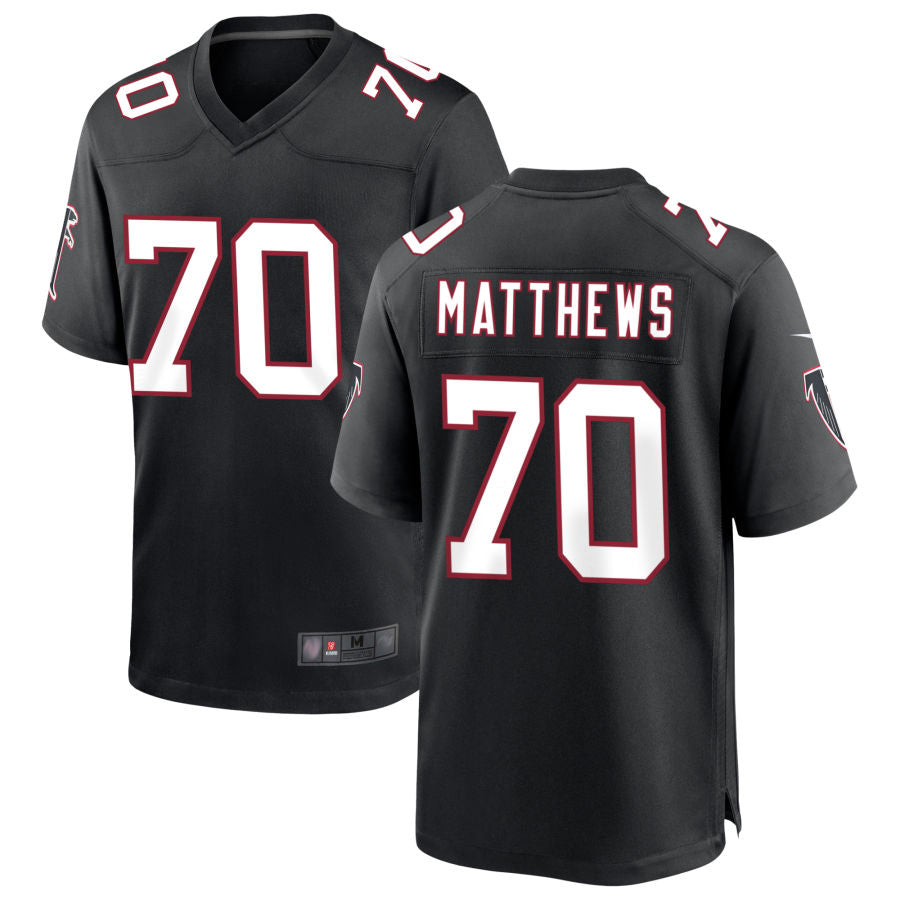 A.Falcons #70 Jake Matthews Player Black Throwback Game Odoa Stitched Jerseys