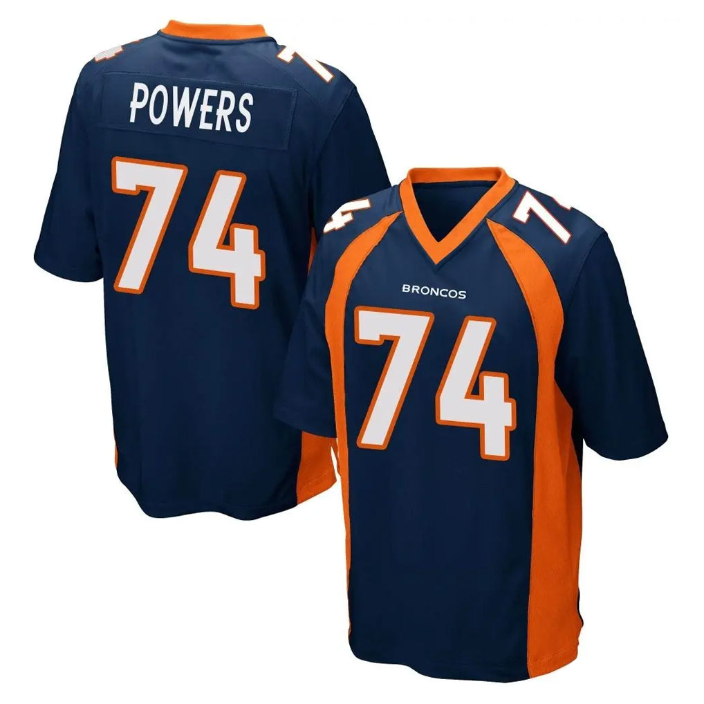 D.Broncos #74 Ben Powers Player Navy Game Odoa Stitched Jerseys