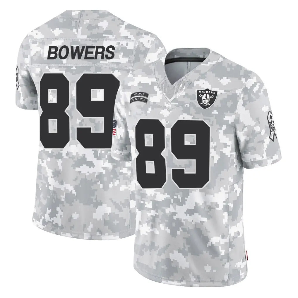 LV.Raiders #89 Brock Bowers Player Arctic Camo Salute To Service Limited Game Odoa Stitched Jerseys