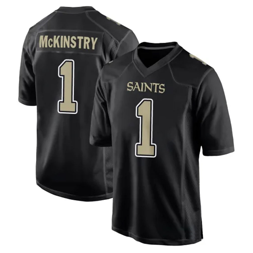 NO.Saints #1 Kool-Aid McKinstry Player Black Carbon Fashion Home Game Odoa Stitched Jerseys