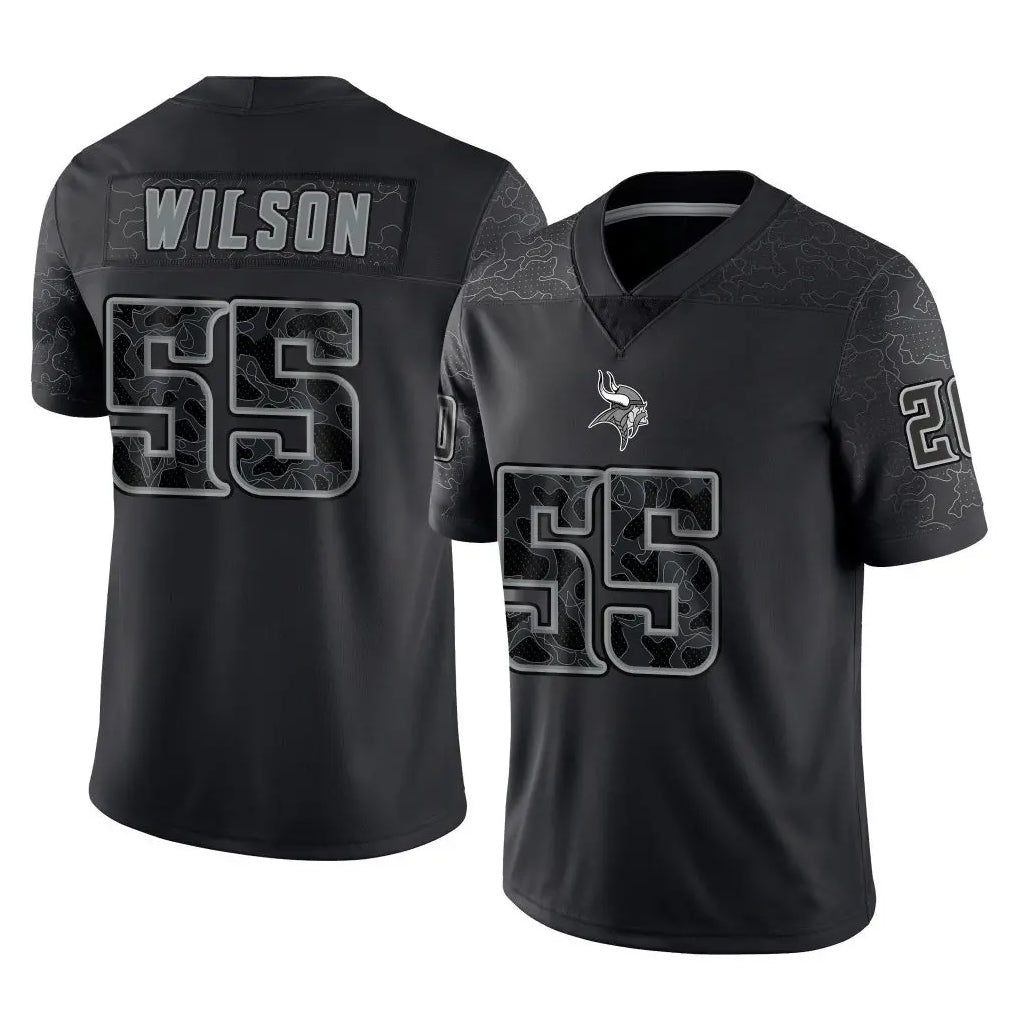 M.Vikings #55 Eric Wilson Player Black Reflective LImited Home Game Odoa Stitched Jerseys