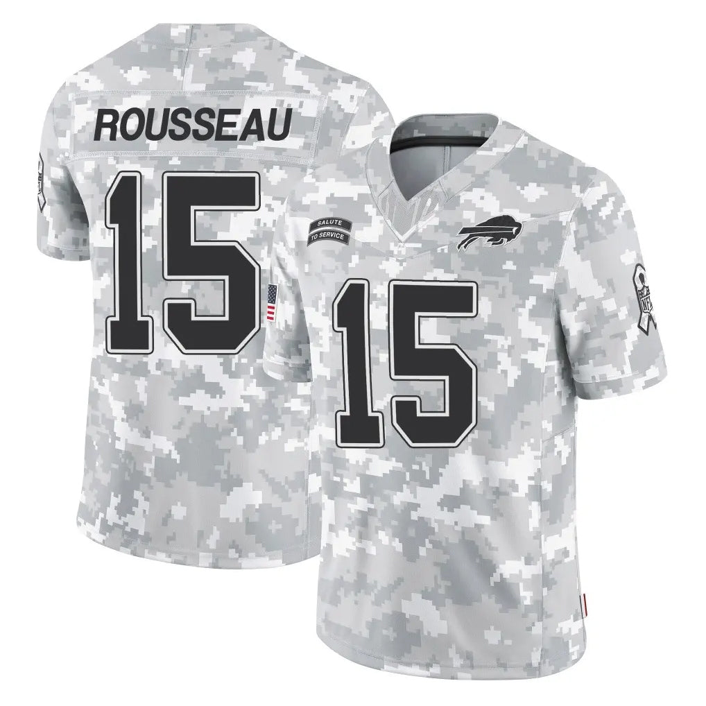B.Bills #15 Greg Rousseau Player Arctic Camo Salute to Service Limited Game Odoa Stitched Jerseys