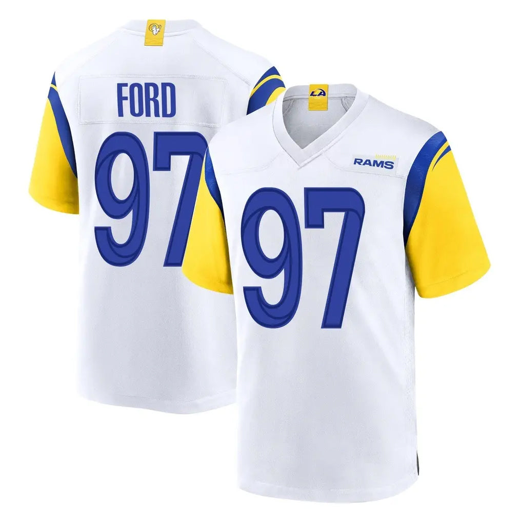 LA.Rams #97 Poona Ford Player White Home Game Odoa Stitched Jerseys