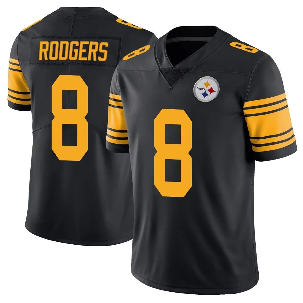 P.Steelers #8 Aaron Rodgers Player Black Limited Color Rush Home Game Odoa Stitched Jerseys