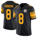 P.Steelers #8 Aaron Rodgers Player Black Limited Color Rush Home Game Odoa Stitched Jerseys