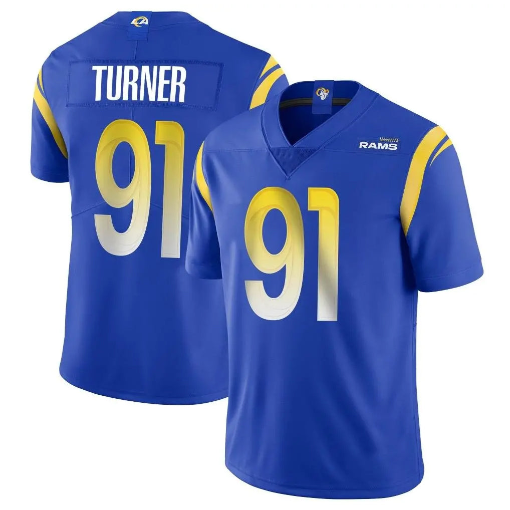 LA.Rams #91 Kobie Turner Player Royal Limited Vapor Untouchable Home Game Odoa Stitched Jerseys