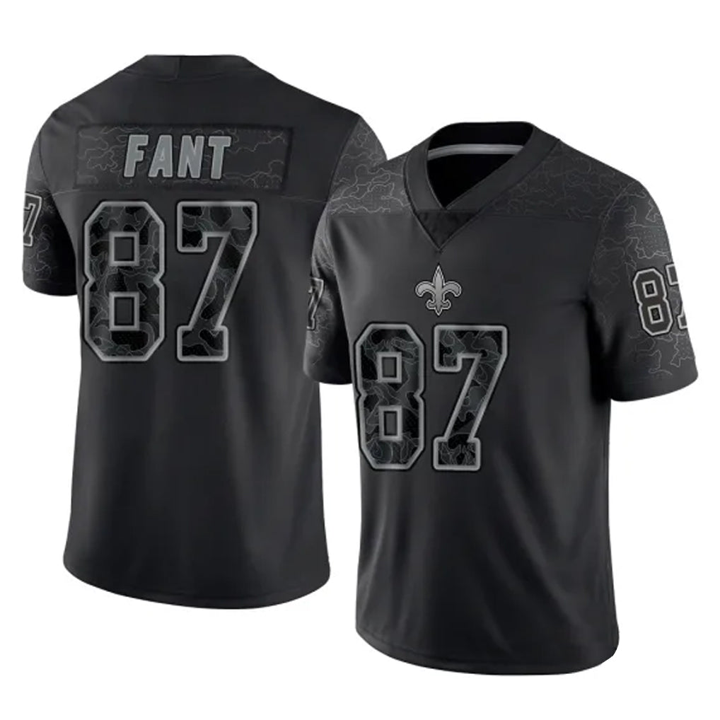 NO.Saints #87 Noah Fant Player Black Limited Reflective Home Game Odoa Stitched Jerseys