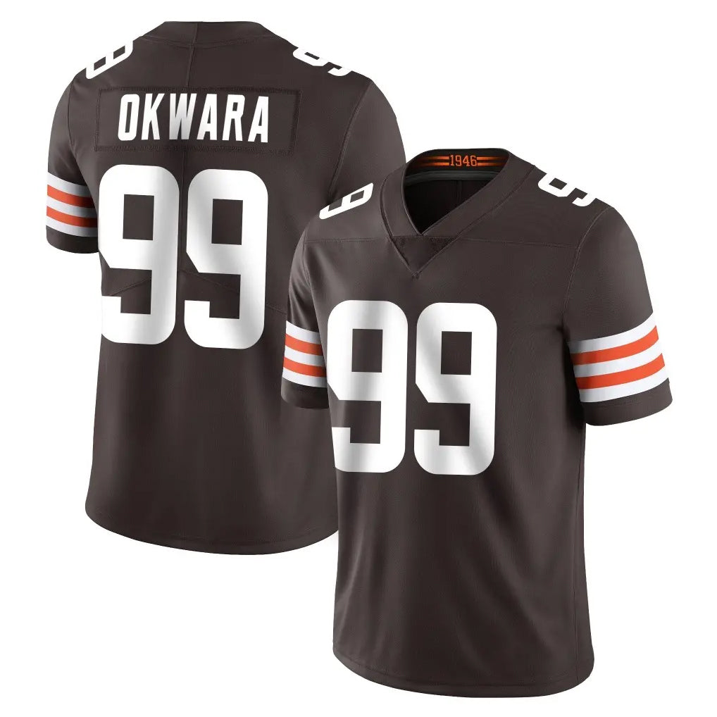 C.Browns #99 Julian Okwara Player Brown Color Vapor Untouchable Limited Home Game Odoa Stitched Jerseys