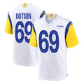 LA.Rams #69 Kevin Dotson Player White Home Game Odoa Stitched Jerseys