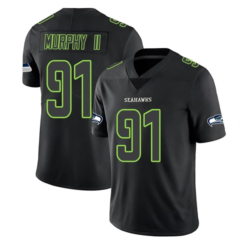 S.Seahawks #91 Byron Murphy II Player Black Impact Limited Home Game Odoa Stitched Jerseys