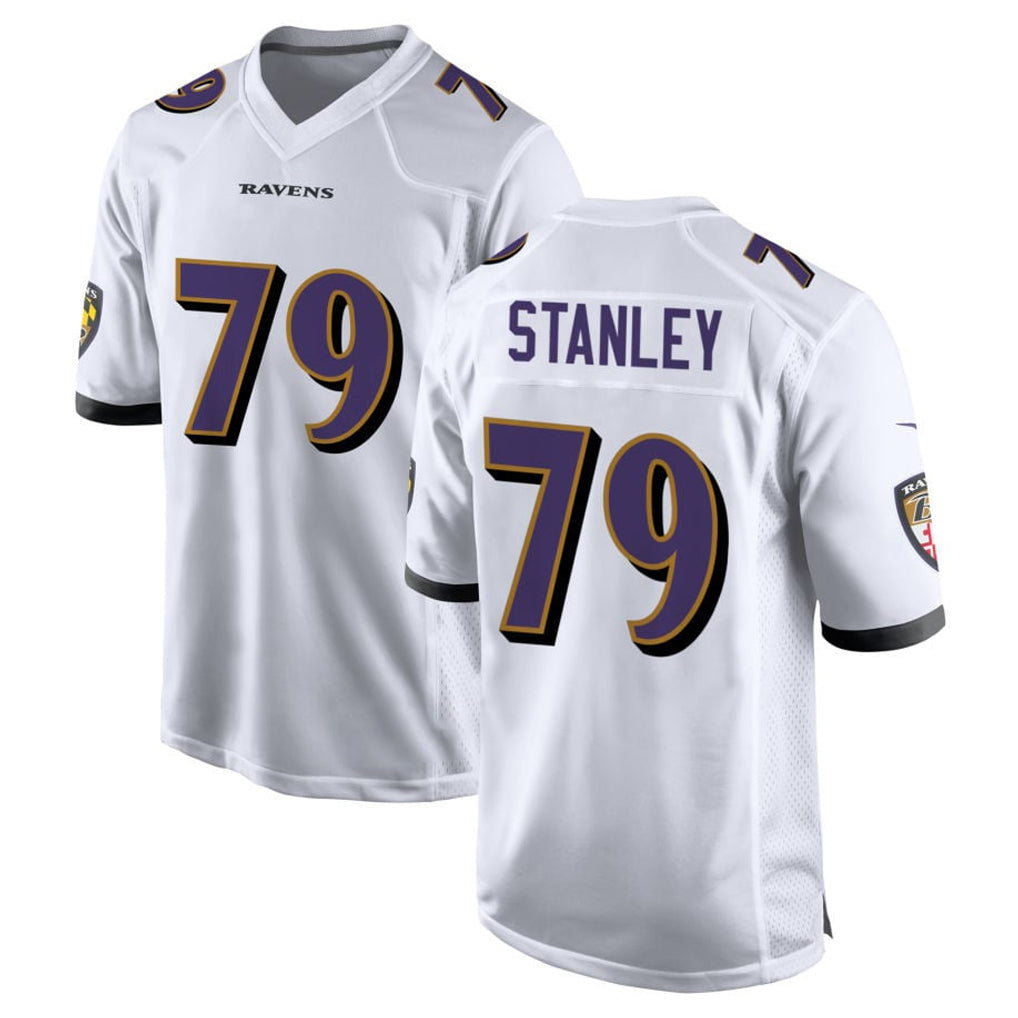 B.Ravens #79 Ronnie Stanley Player White Home Game Odoa Stitched Jerseys