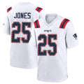 NE.Patriots #25 Marcus Jones Player White Home Game Odoa Stitched Jerseys