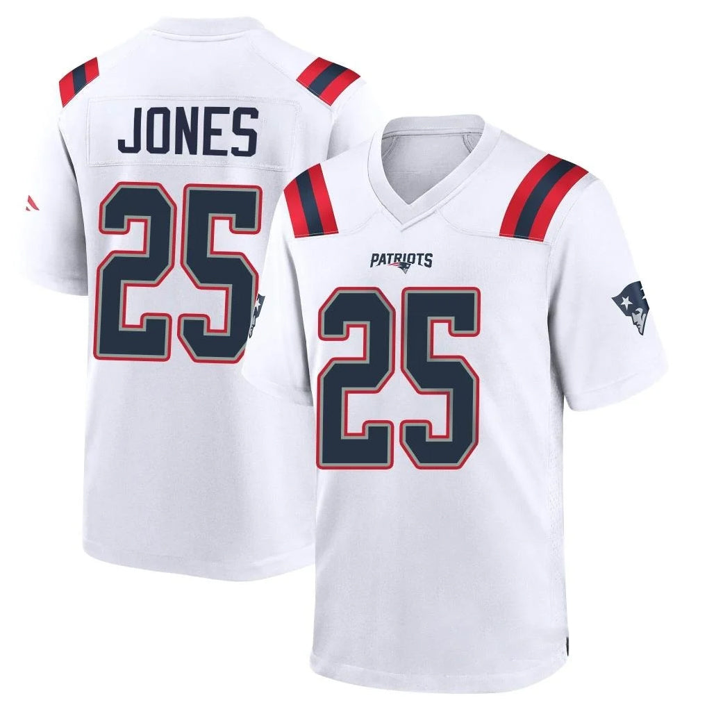 NE.Patriots #25 Marcus Jones Player White Home Game Odoa Stitched Jerseys