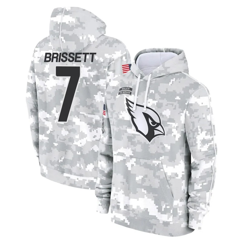 A.Cardinals #7 Jacoby Brissett Player Arctic Camo Limited Salute to Service Pullover Hoodies Game Odoa Stitched Jerseys