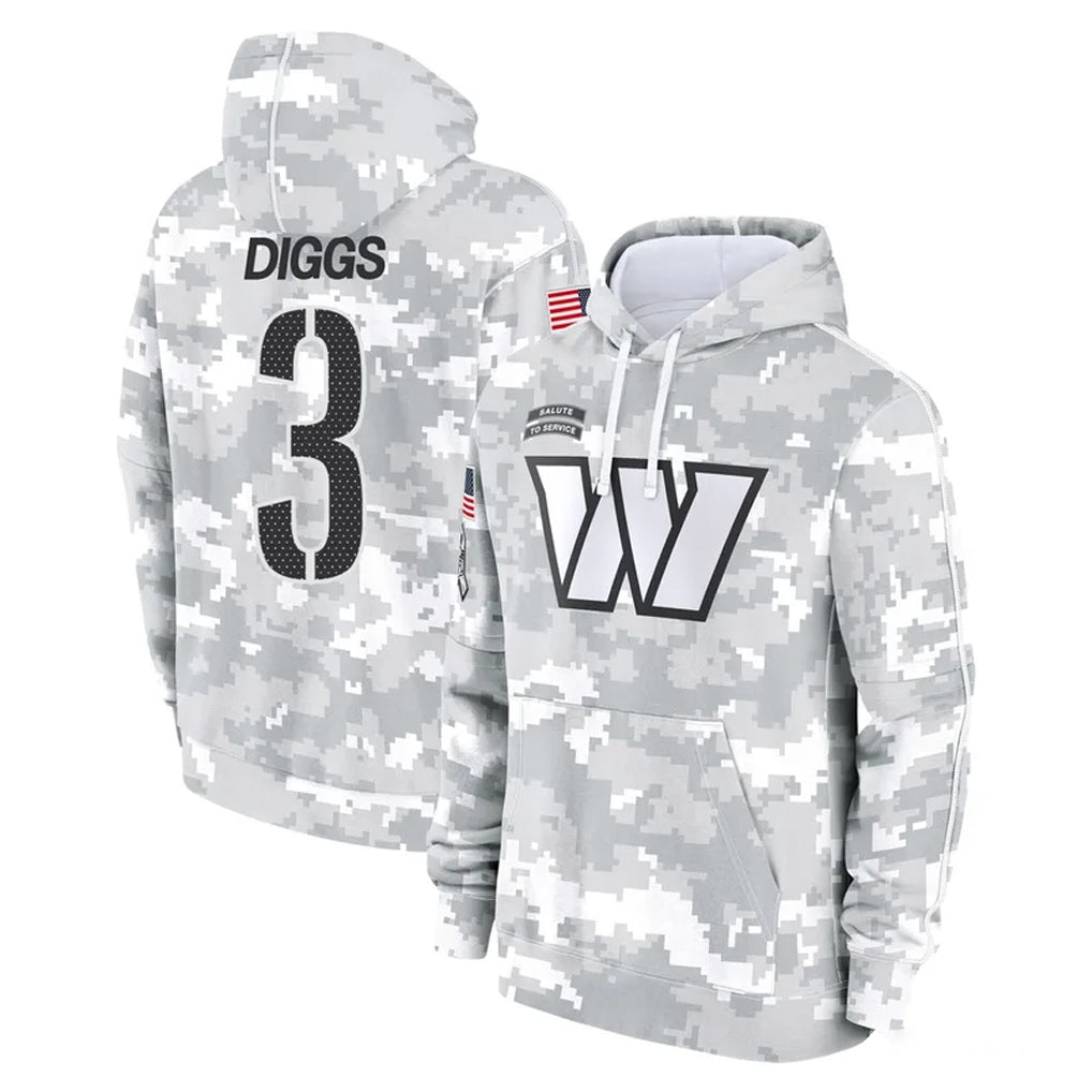 W.Commanders #3 Stefon Diggs Player Arctic Camo Limited Salute to Service Pullover Hoodies Game Odoa Stitched Jerseys