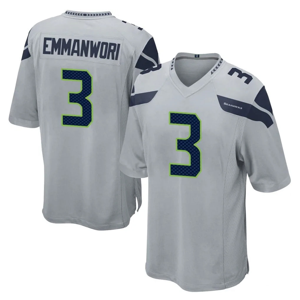 S.Seahawks #3 Nick Emmanwori Player Gray Home Game Odoa Stitched Jerseys
