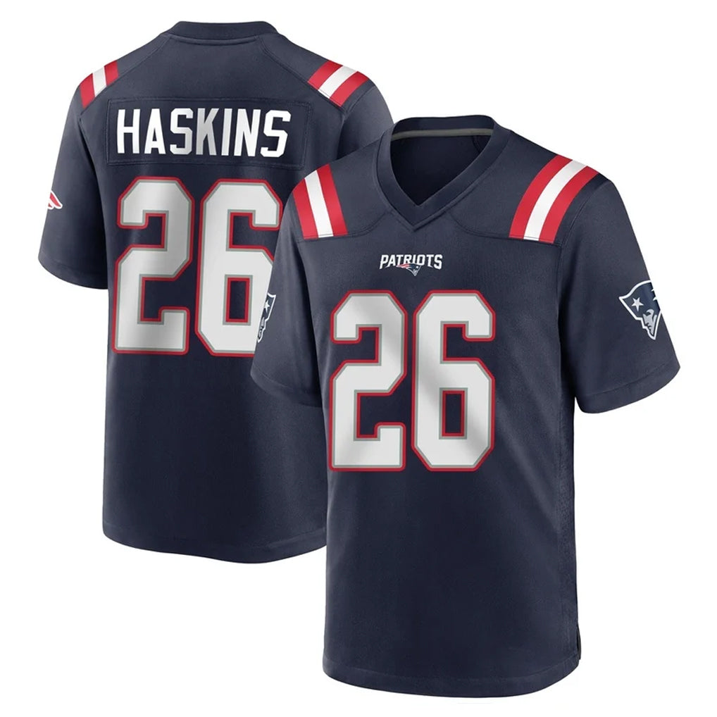 NE.Patriots #26 Hassan Haskins Navy Home Game Odoa Stitched Jerseys