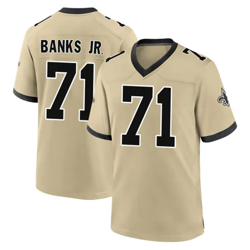 NO.Saints #71 Kelvin Banks Jr. Player Gold Home Game Odoa Stitched Jerseys