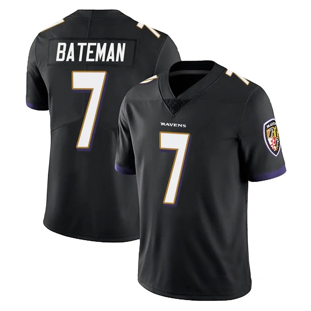 B.Ravens #7 Rashod Bateman Player Black Vapor Untouchable Limited Home Game Odoa Stitched Jerseys