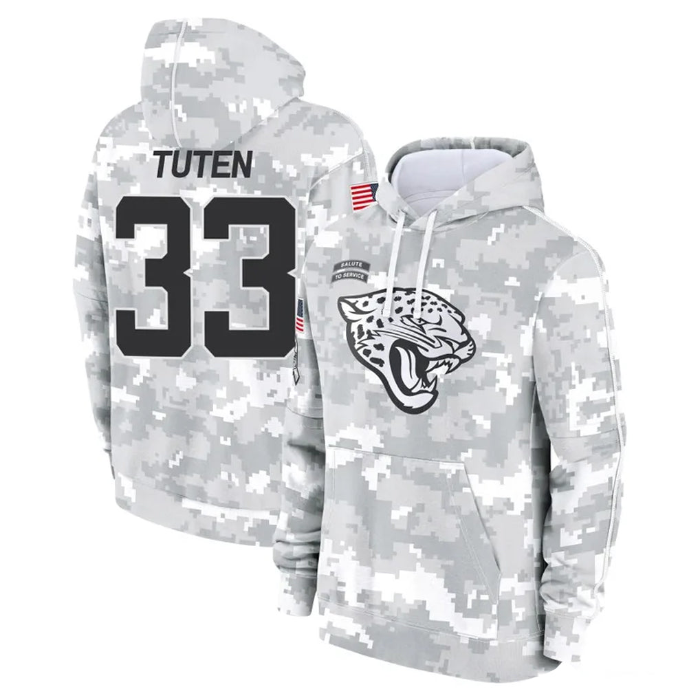 J.Jaguars #33 Bhayshul Tuten Player Arctic Camo Salute to Service Hoodies Limited Game Odoa Stitched Jerseys