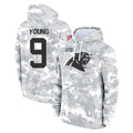 C.Panthers #9 Bryce Young Player Arctic Camo Salute to Service Pullover Hoodies Limited Game Odoa Stitched Jerseys