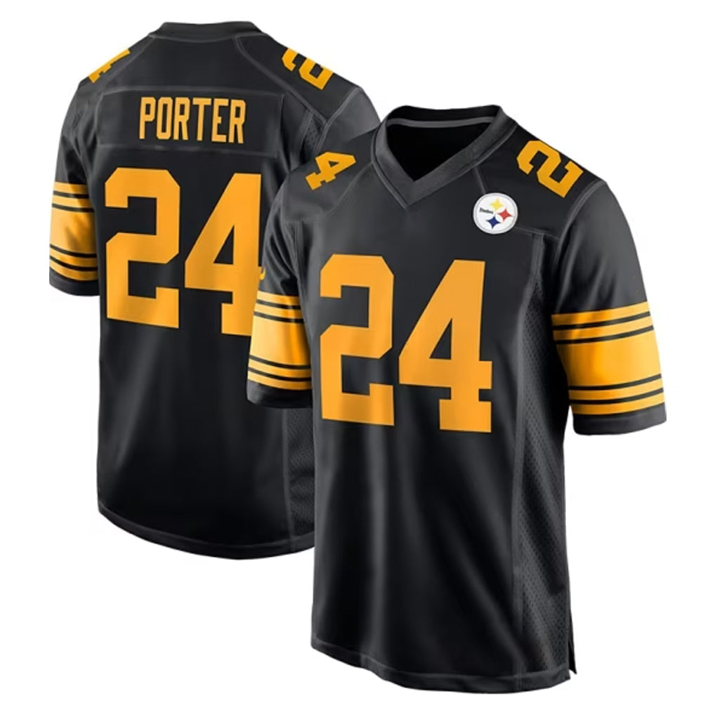 P.Steelers #24 Joey Porter Jr. Player Black Color Rush Home Game Odoa Stitched Jerseys