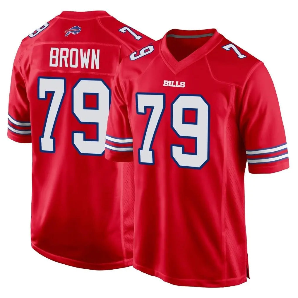 B.Bills #79 Spencer Brown Player Red Home Game Odoa Stitched Jerseys