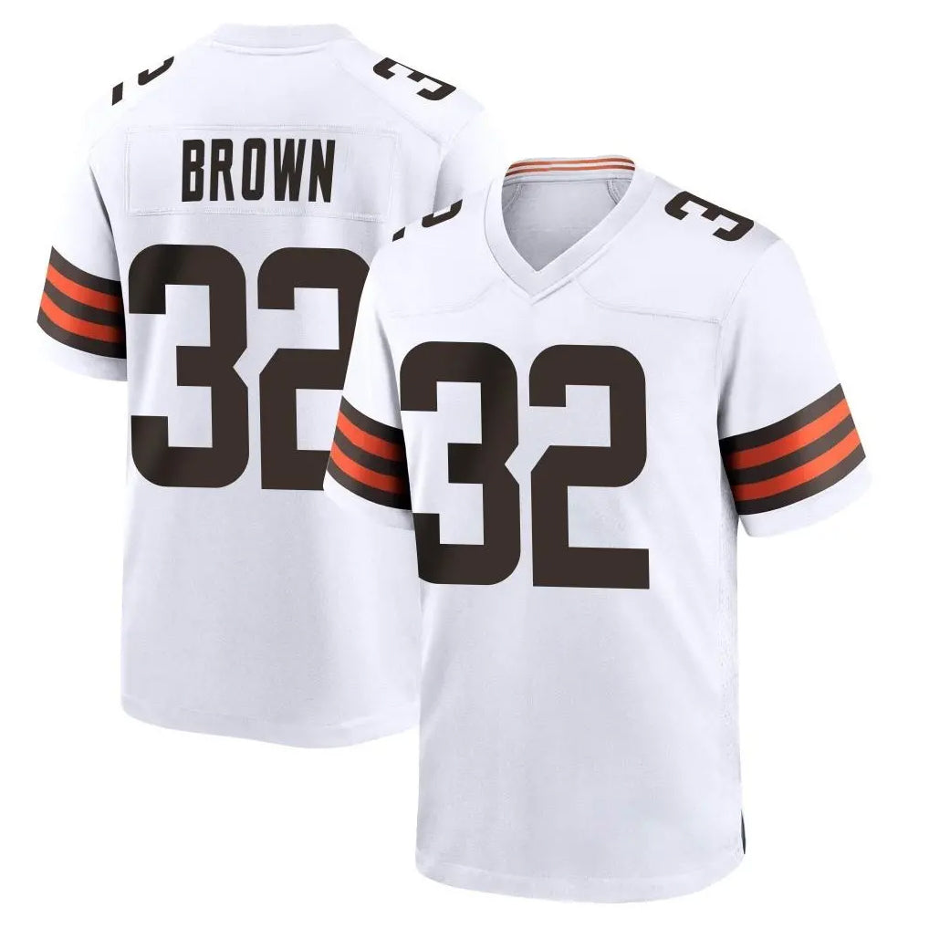 C.Browns #32 Jim Brown Player White Home Game Odoa Stitched Jerseys