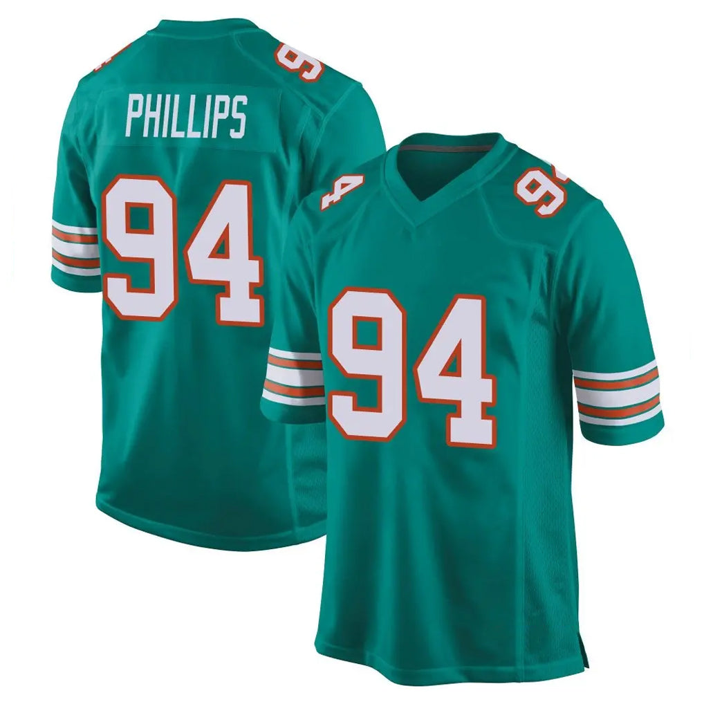 M.Dolphins #94 Jordan Phillips Player Aqua Alternate Home Game Odoa Stitched Jerseys