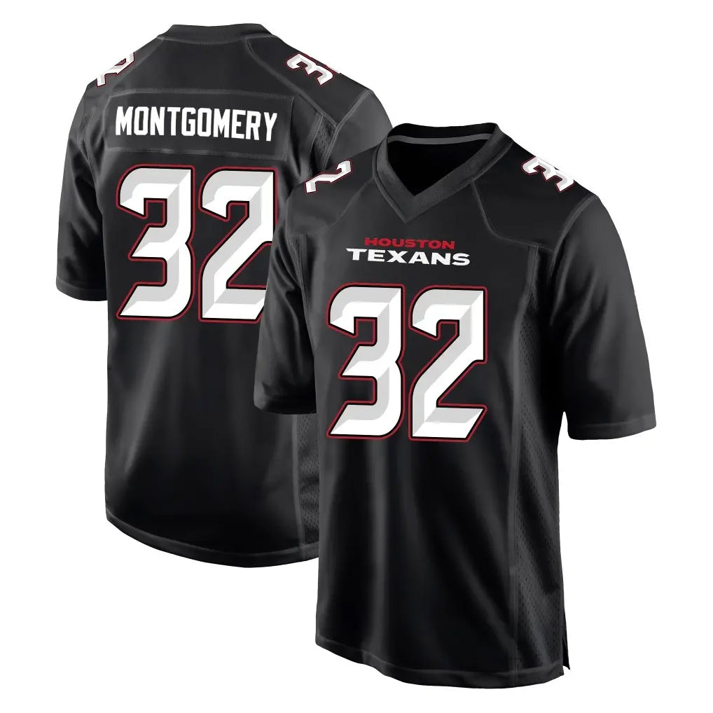 H.Texans #32 David Montgomery Player Carbon Black Fashion Home Game Odoa Stitched Jerseys