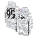 B.Ravens #95 Tavius Robinson Player Arctic Camo Salute to Service Pullover Hoodie Odoa Stitched Jerseys