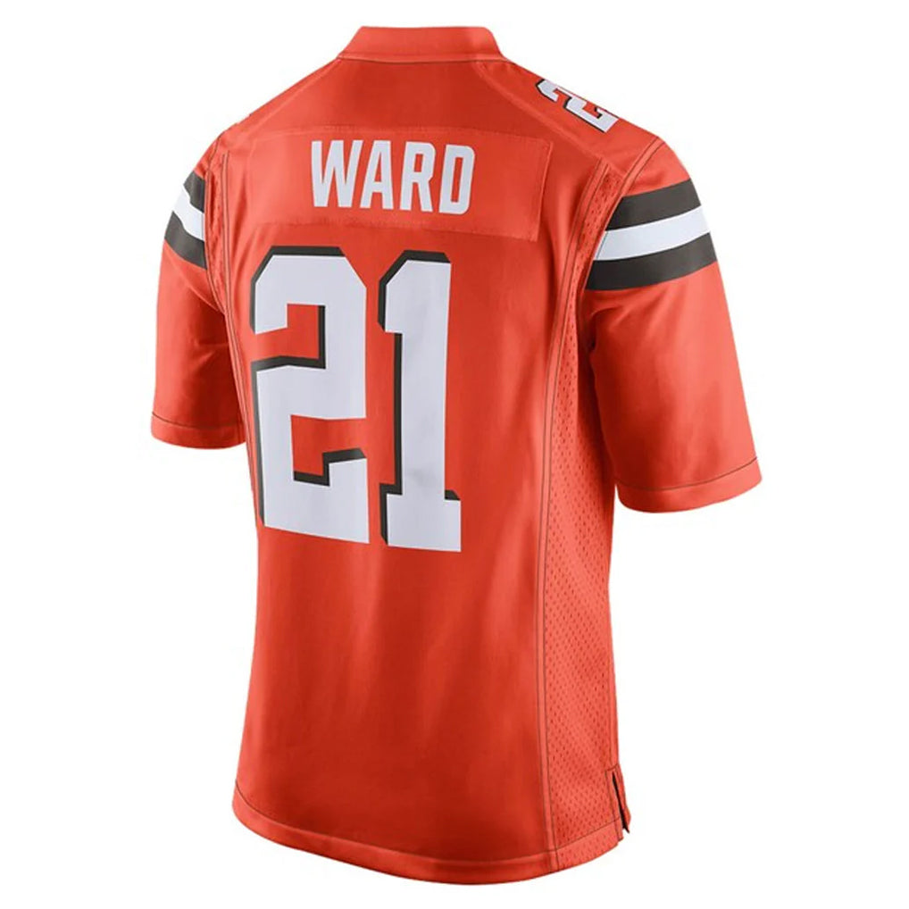 C.Browns #21 Denzel Ward Player Orange Vapor Limited Home Game Odoa Stitched Jerseys