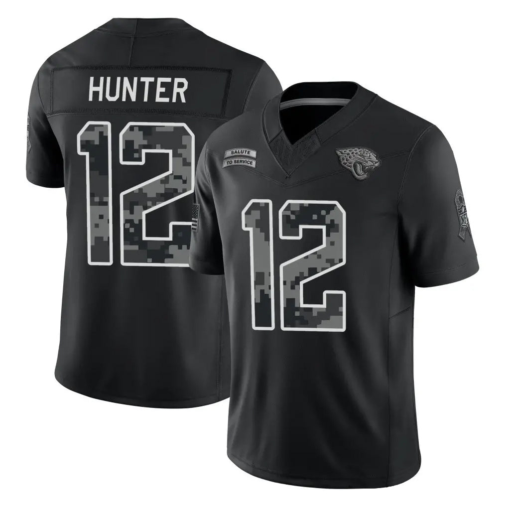 J.Jaguars #12 Travis Hunter Player Black Limited 2026 Salute to Service Home Game Odoa Stitched Jerseys