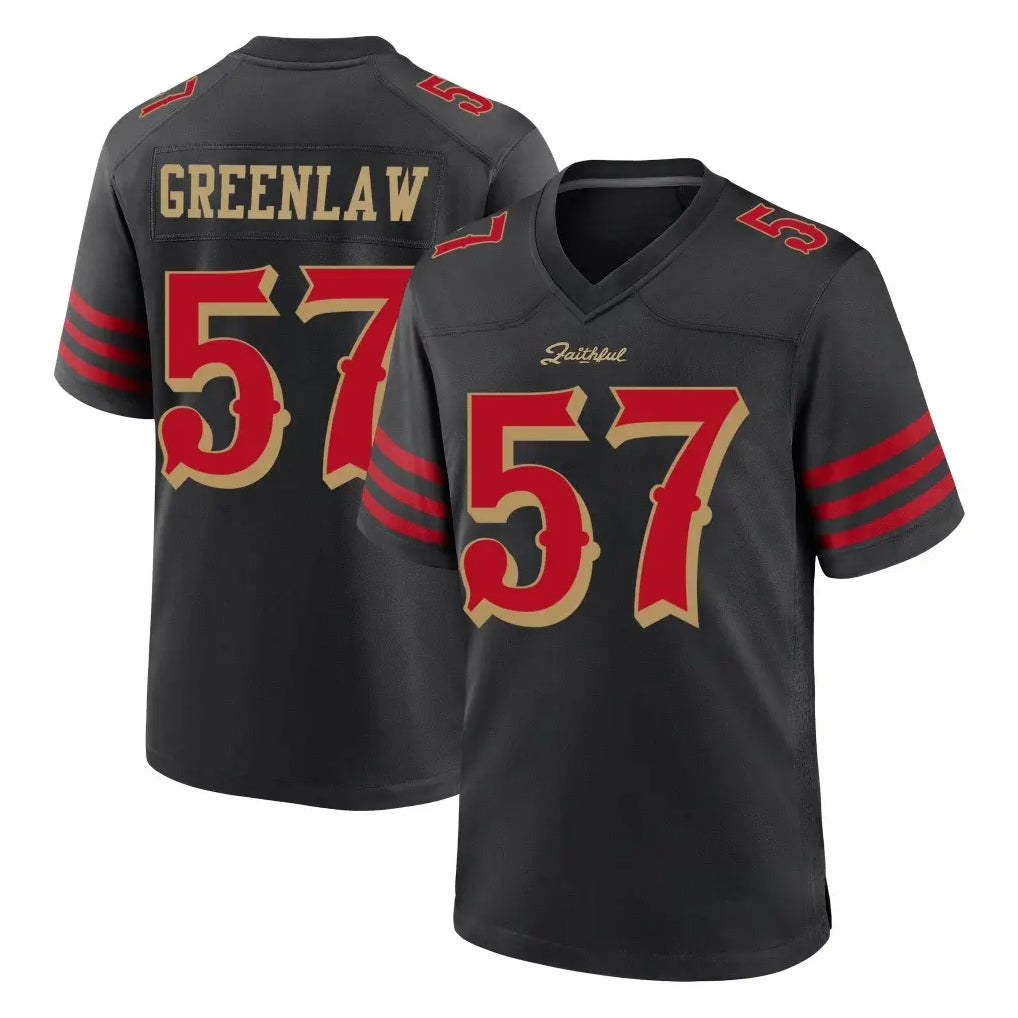 SF.49ers #57 Dre Greenlaw Player Black Rivalries Collection Home Game Odoa Stitched Jerseys
