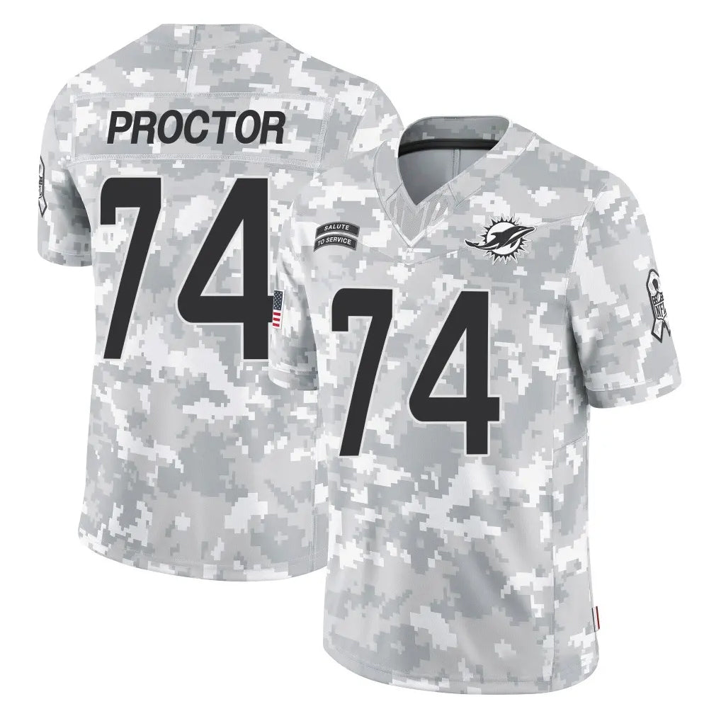 M.Dolphins #74 Kadyn Proctor Player Arctic Camo Salute To Service Limited Game Odoa Stitched Jerseys