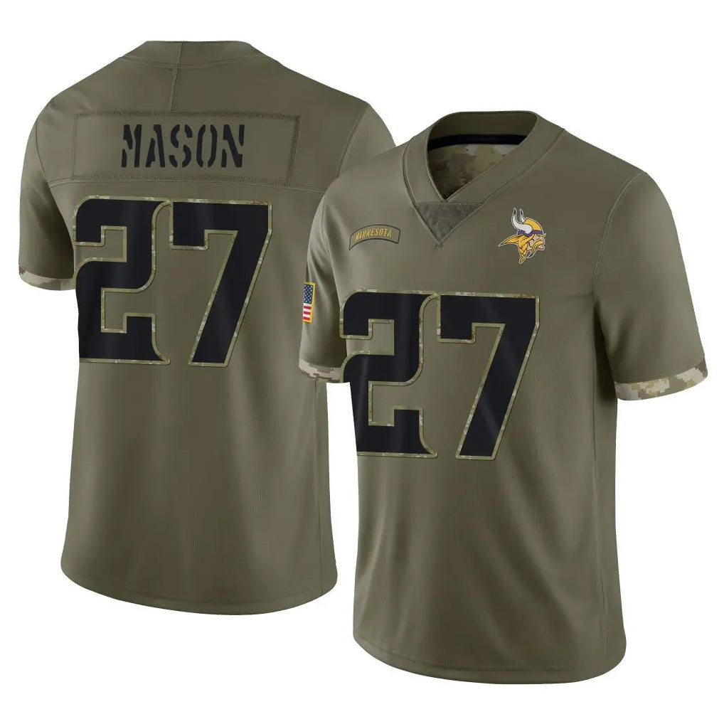 M.Vikings #27 Jordan Mason Player Olive Salute To Service Limited Odoa Stitched Jerseys