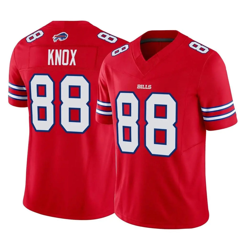 B.Bills #88 Dawson Knox Player Red Vapor F.U.S.E. Limited Home Game Odoa Stitched Jerseys